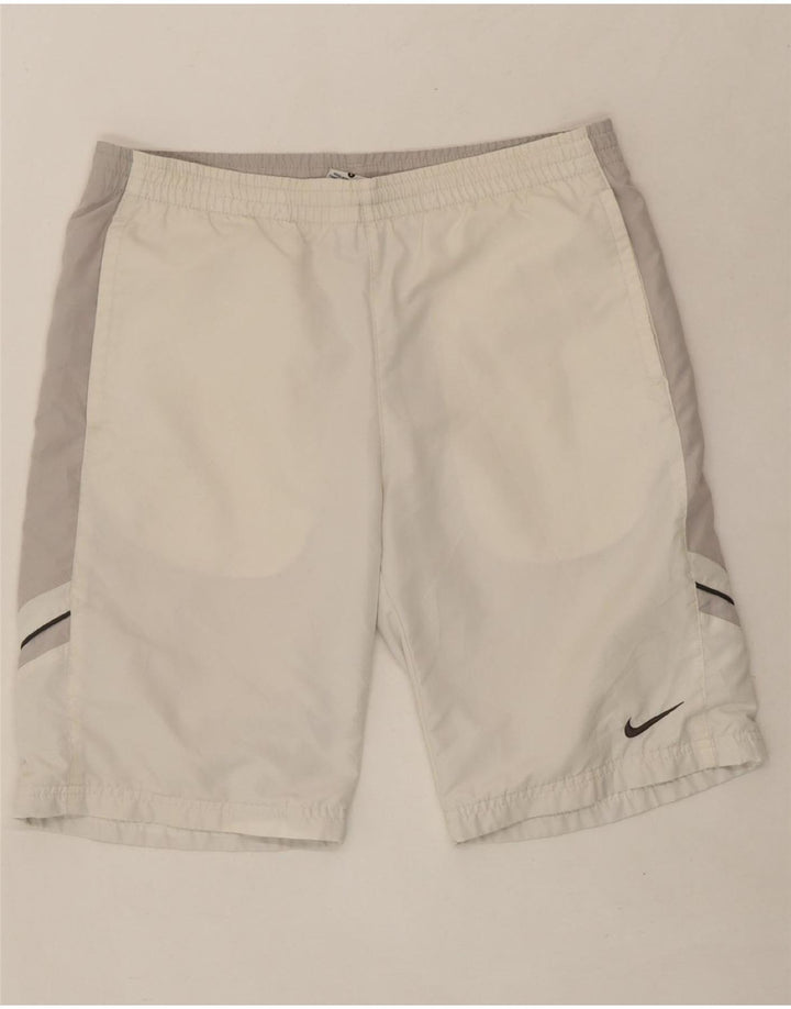 NIKE Boys Sport Shorts 12-13 Years Large White Colourblock Polyester Vintage Nike and Second-Hand Nike from Messina Hembry 