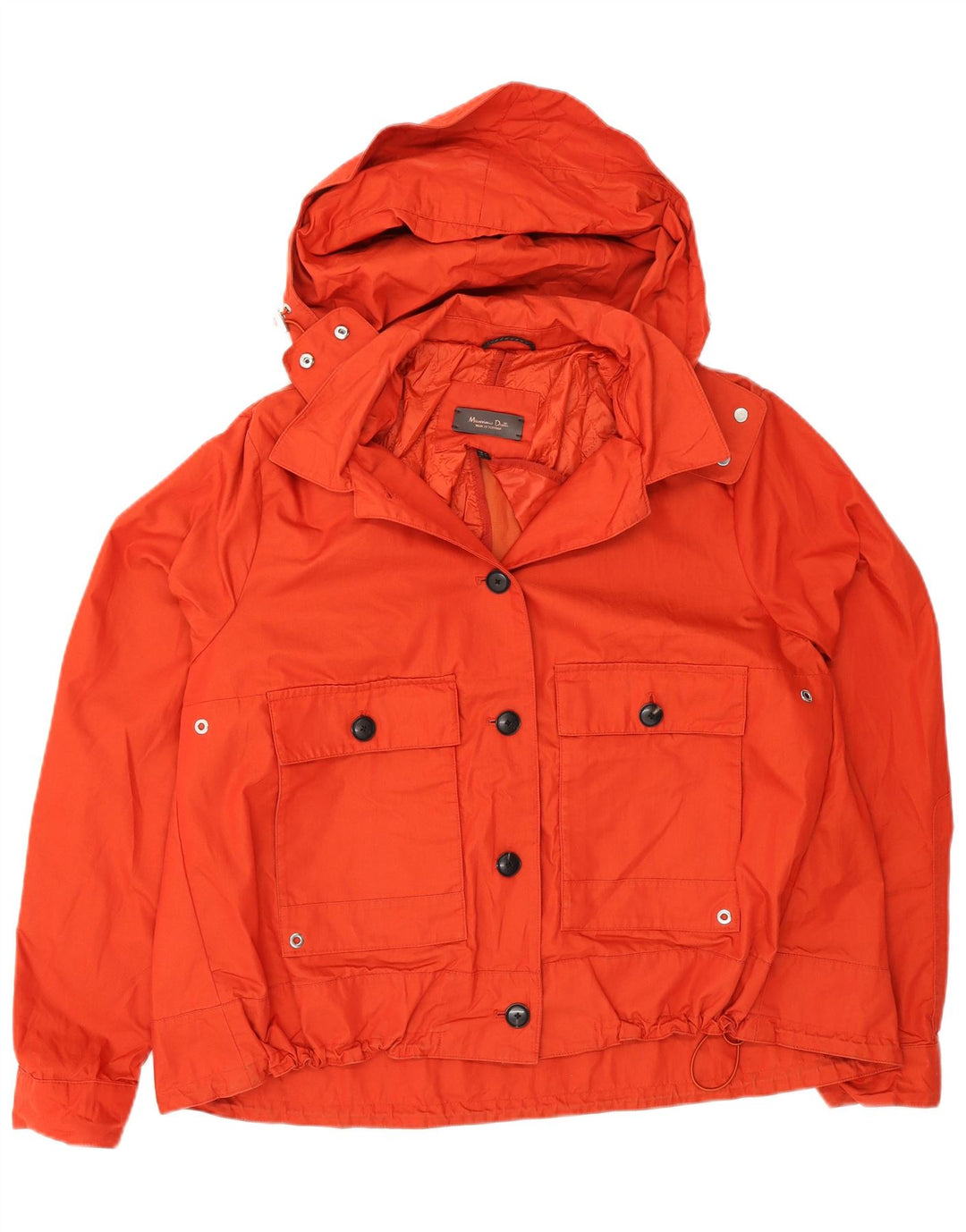 Massimo Dutti Dame Hooded Bomber Jacket UK 18 XL Orange Polyester