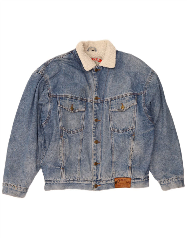 Vintage Sherpa denimjakke til mænd UK 40 Large Blue Cotton
