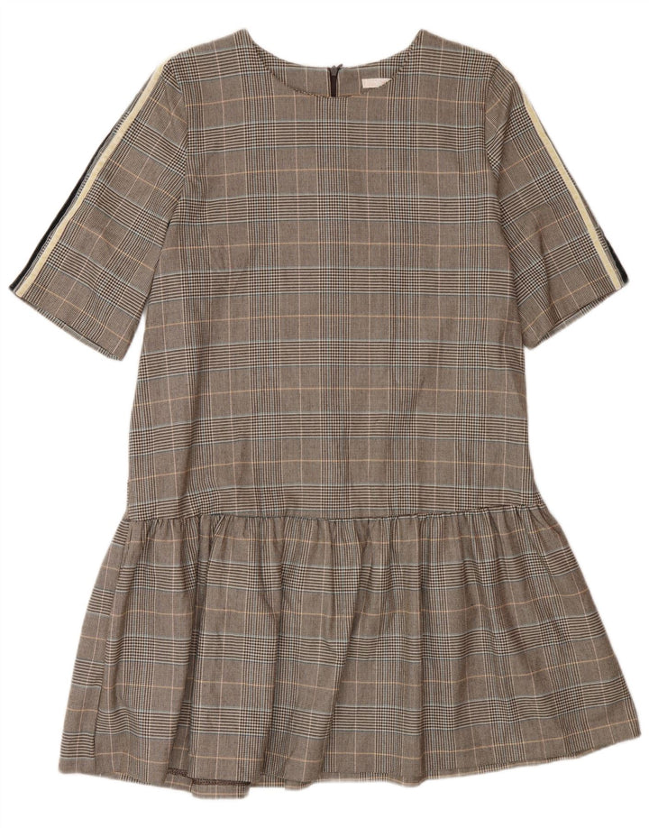 Zara Dame A-Line Kjole UK 16 Stor brun ternet polyester
