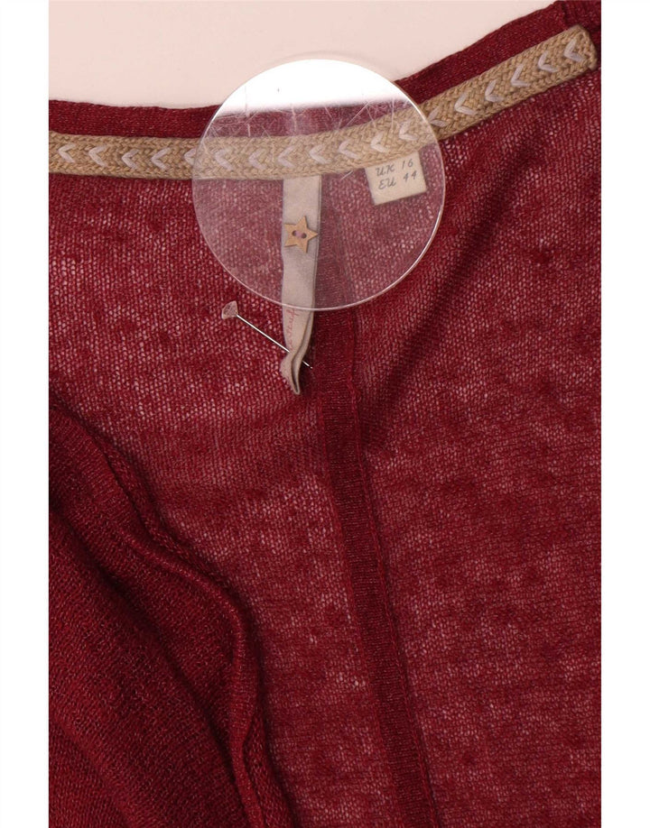 White Stuff Womens Oversized Longline Cardigan Sweater UK 16 Large Maroon
