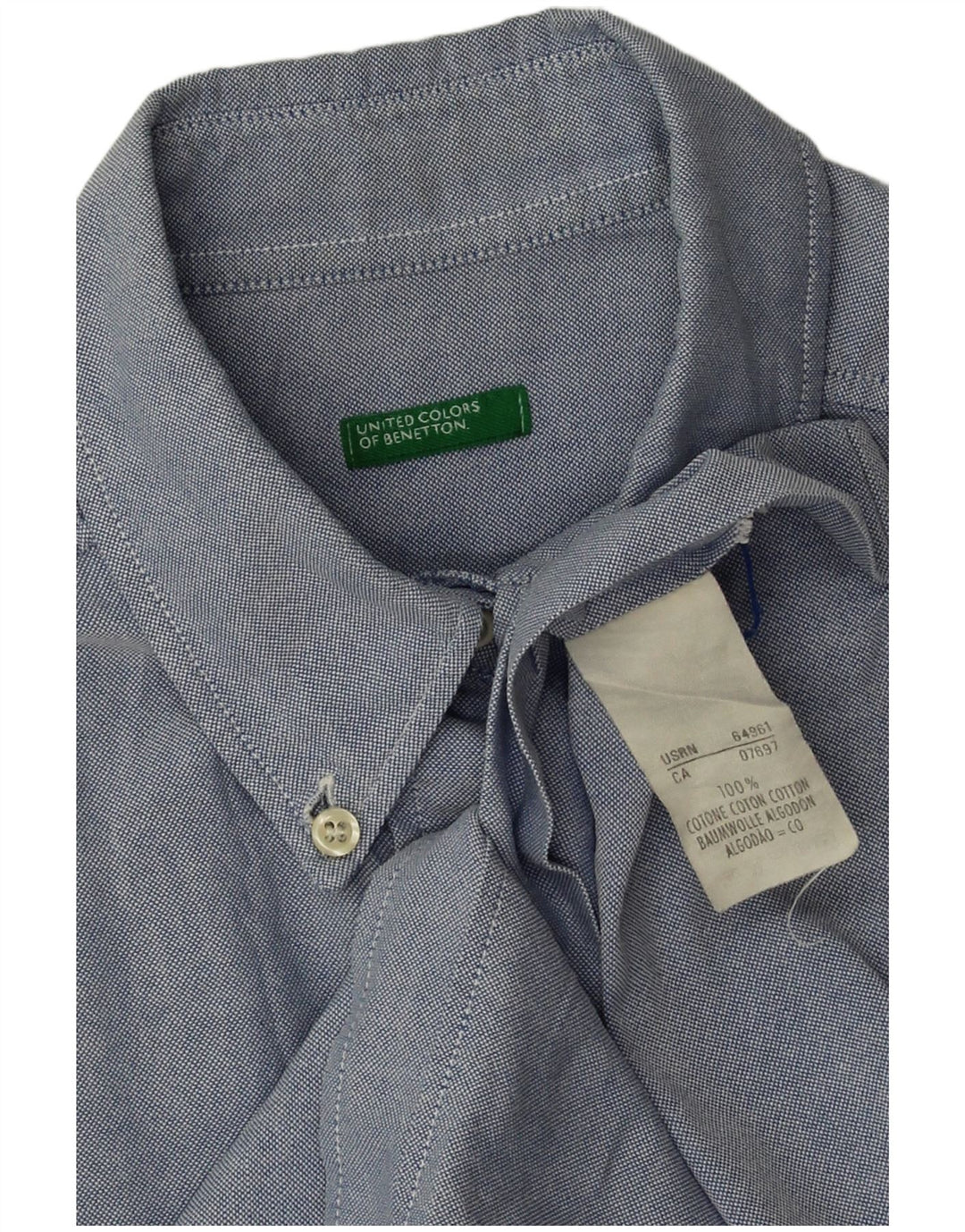 Benetton Dameskjorte UK 18 XL Blå Bomuld