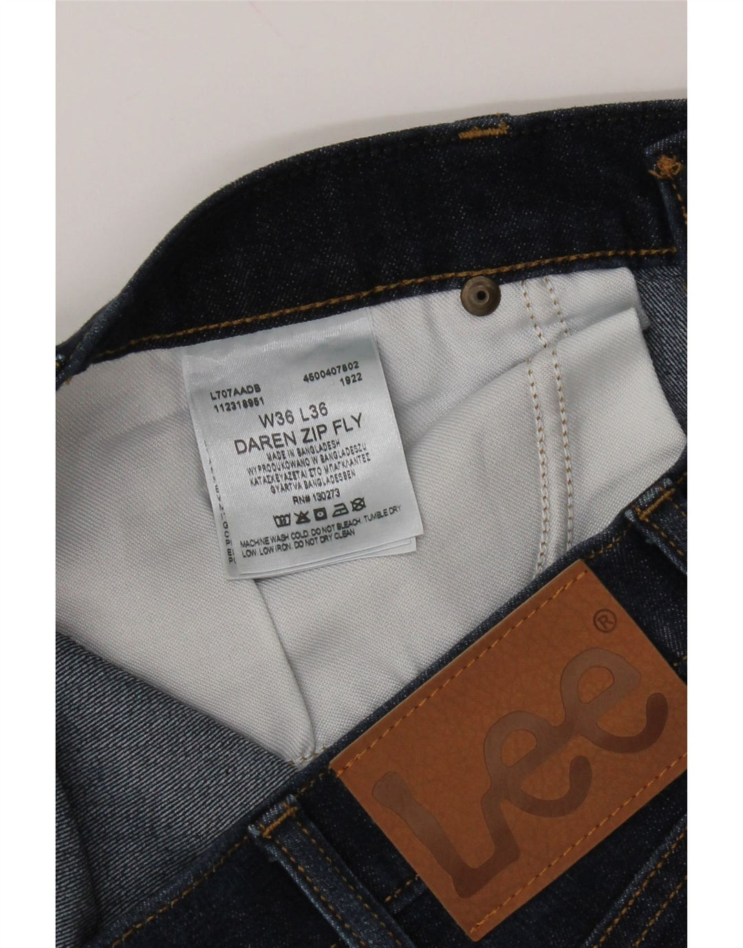 Lee Mens Daren Zip Fly Cropped Jeans W36 L25 Blue Cotton