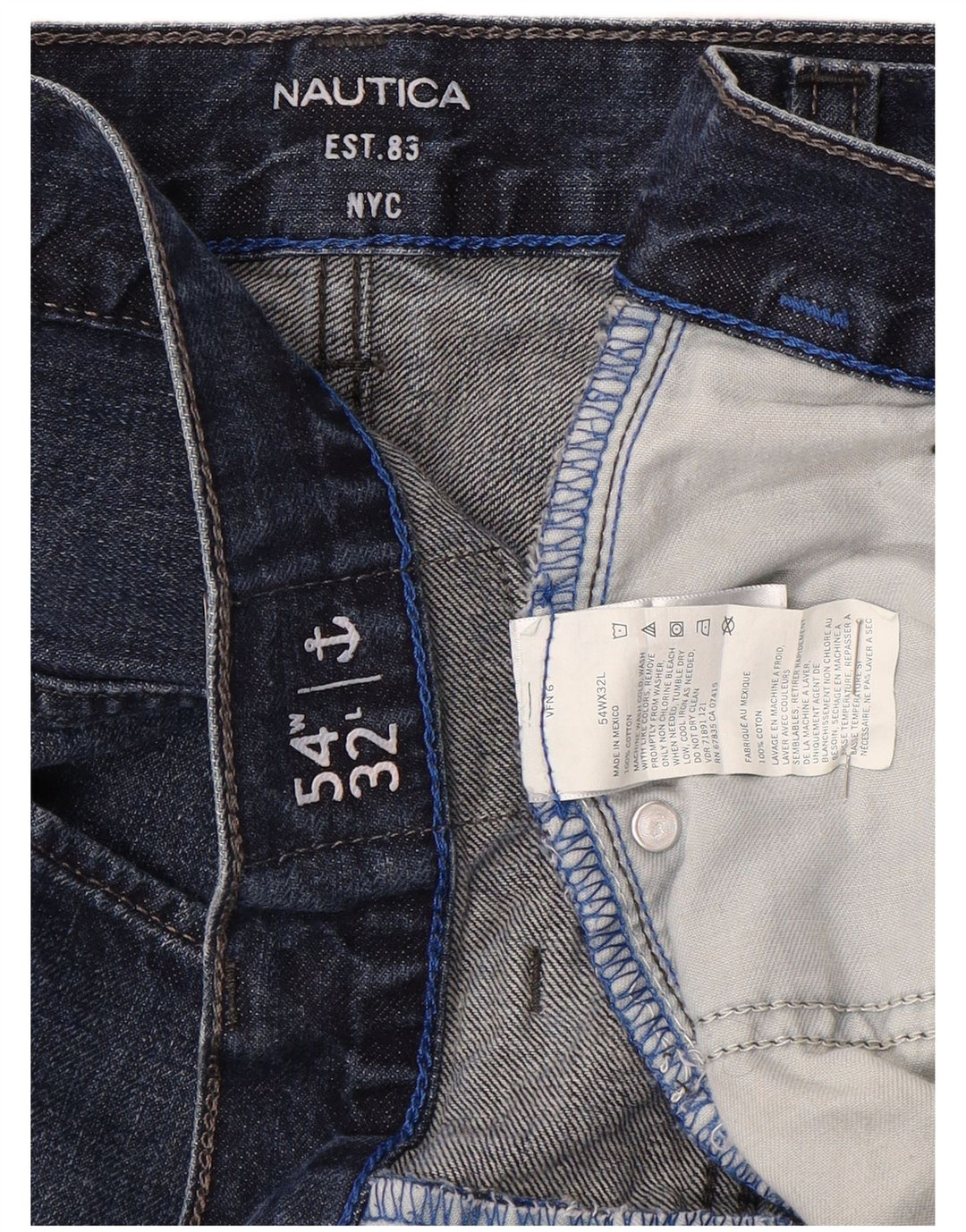 NAUTICA Straight Jeans til mænd W54 L32 Blå Bomuld