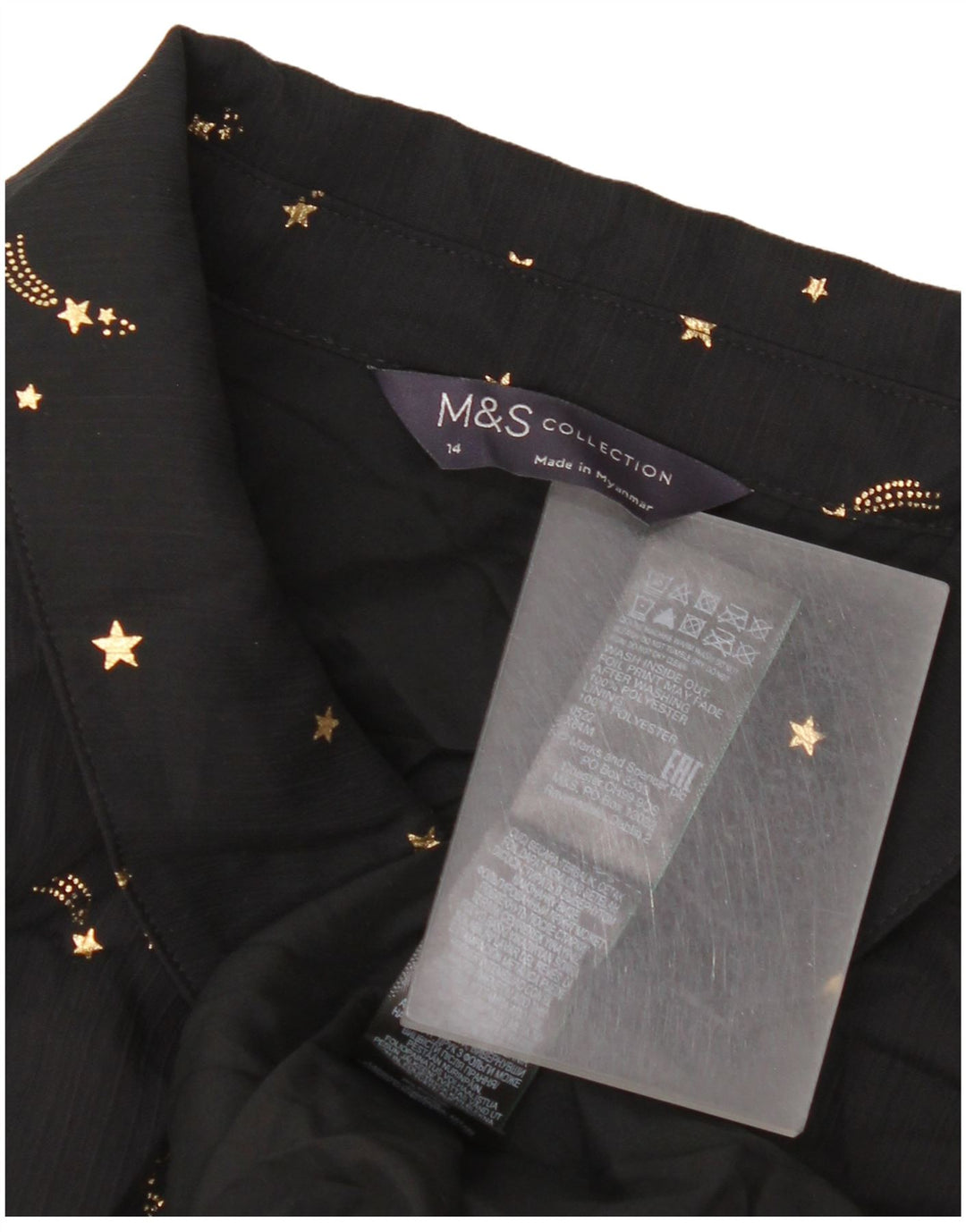 Marks & Spencer Kvinders Abstrakt Mønster Tiered Dress UK 14 Medium Black