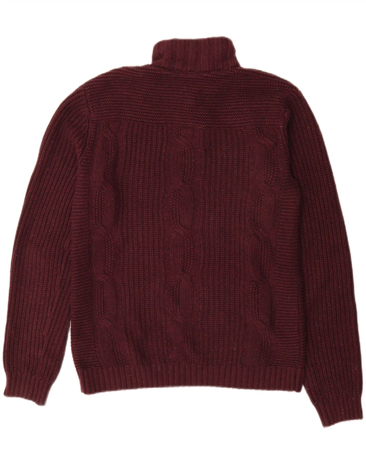 Ted Baker Herre Button Neck Jumper Sweater Størrelse 2 Lille Bourgogne Bomuld