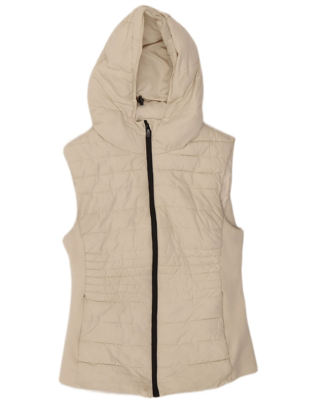 Zara Dame Hætte Polstret Gilet UK 14 Large White Polyester