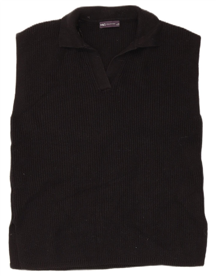 Marks & Spencer Damevest Tank Top UK 14 Medium Sort Bomuld