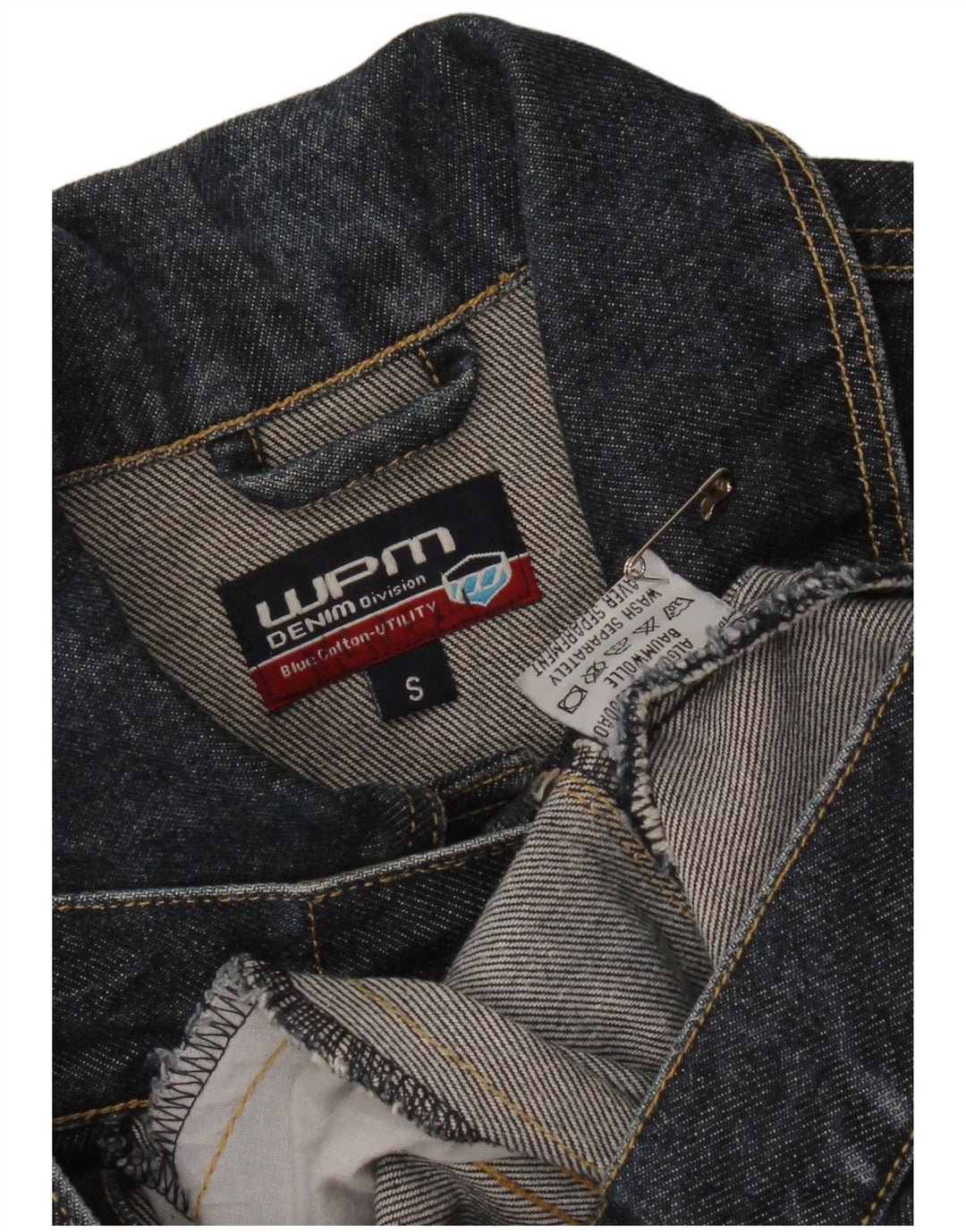 WPM Womens Crop 3/4-ærmet denimjakke UK 10 Small Navyblå Bomuld