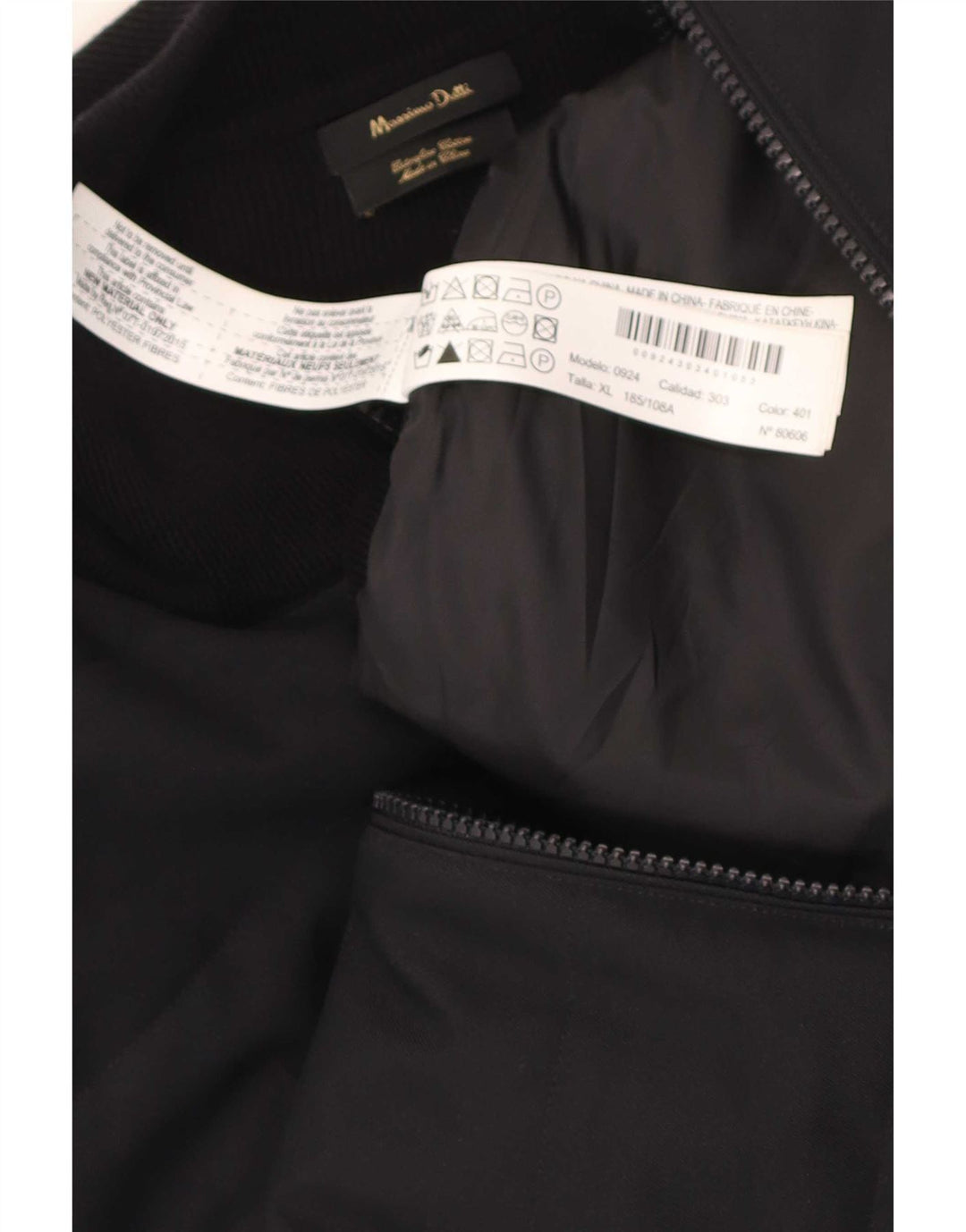 Massimo Dutti Herre Bomber Jacket UK 42 XL Sort Bomuld