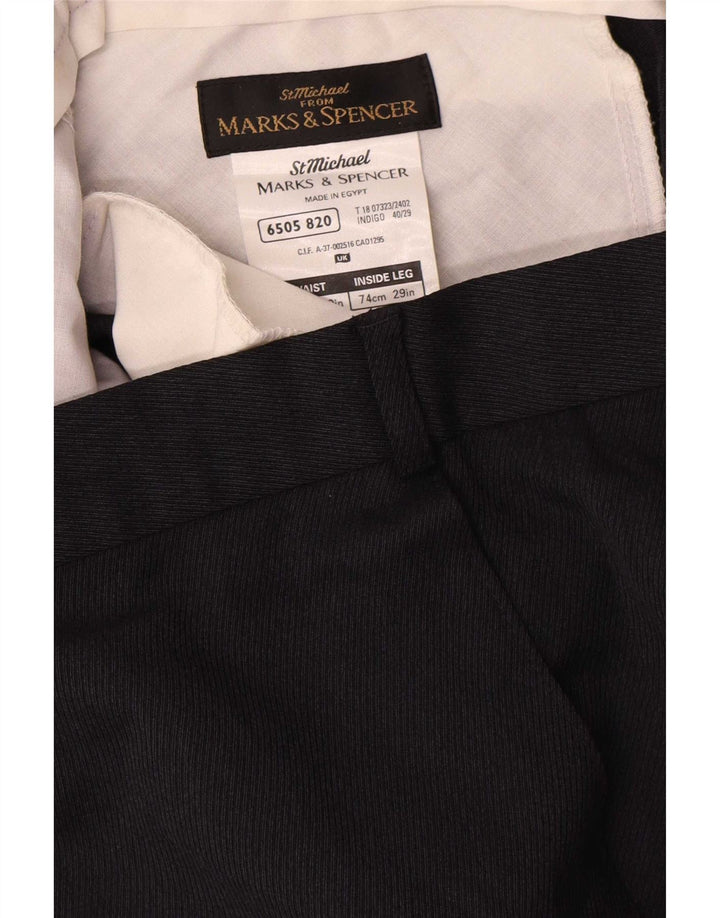 Marks & Spencer Straight Suit bukser til mænd W40 L29 Marineblå polyester