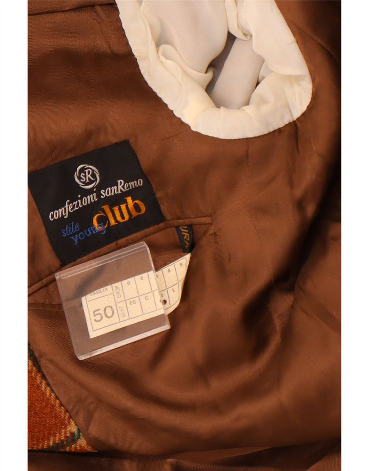 VINTAGE Herre 2-knaps blazerjakke IT 50 Stor brun ternet uld