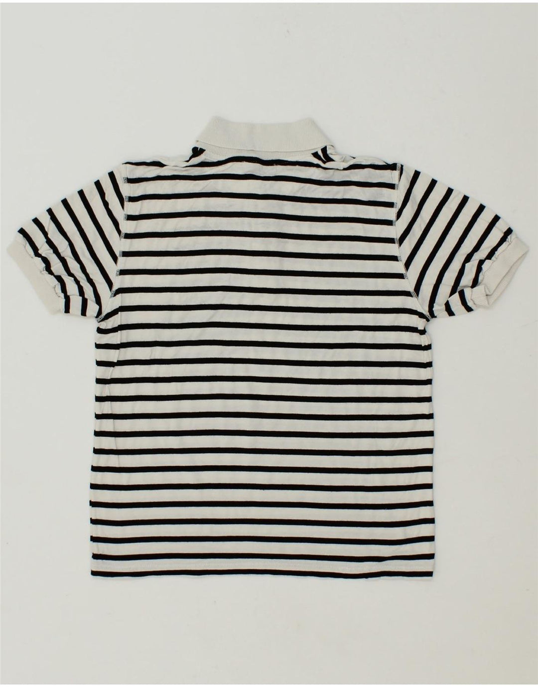 BYBLOS Boys Polo Shirt 6-7 Years White Striped Vintage Byblos and Second-Hand Byblos from Messina Hembry 