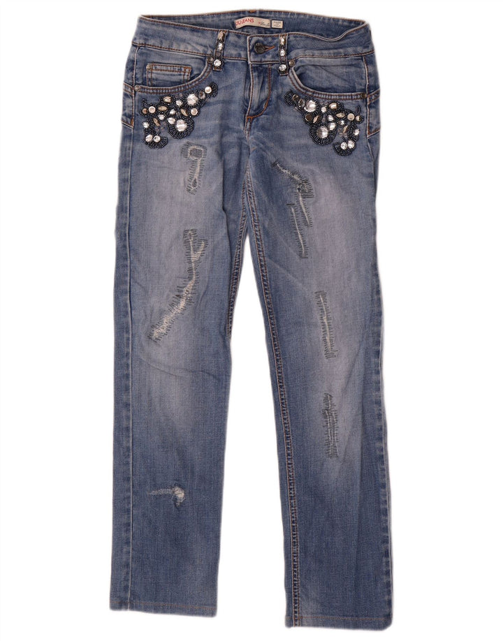 Liu Jo Dame Distressed Straight Jeans W26 L27 Blå