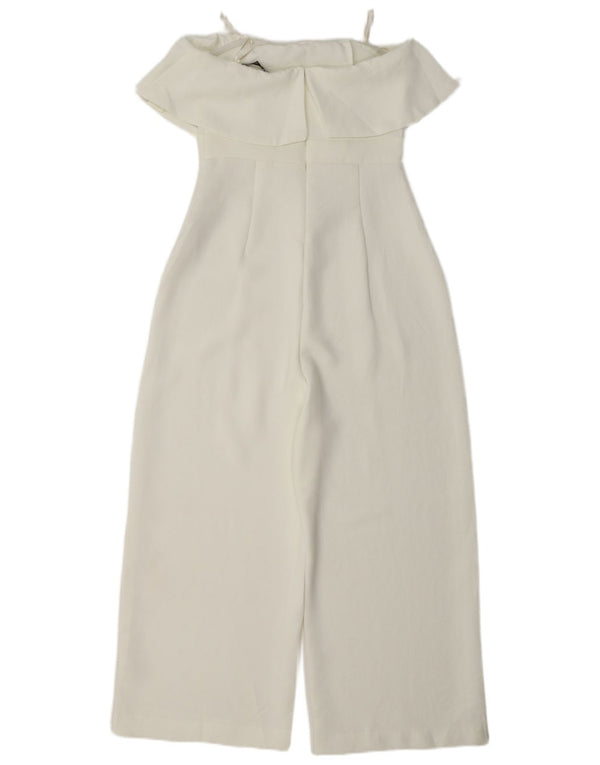 Zara Dame Stropløs Jumpsuit UK 8 Small White Polyester