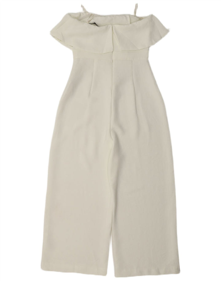 Zara Dame Stropløs Jumpsuit UK 8 Small White Polyester