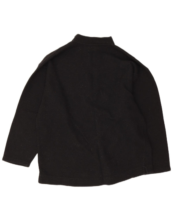 Vintage Dame Loose Fit Zip Neck Jumper Sweater UK 10 Small Black Retro