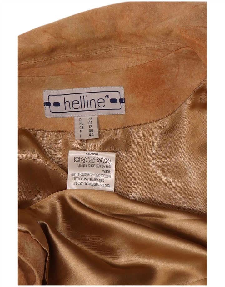 HELLINE Dame Ruskindsjakke UK 12 Medium Beige Tie Dye Læder