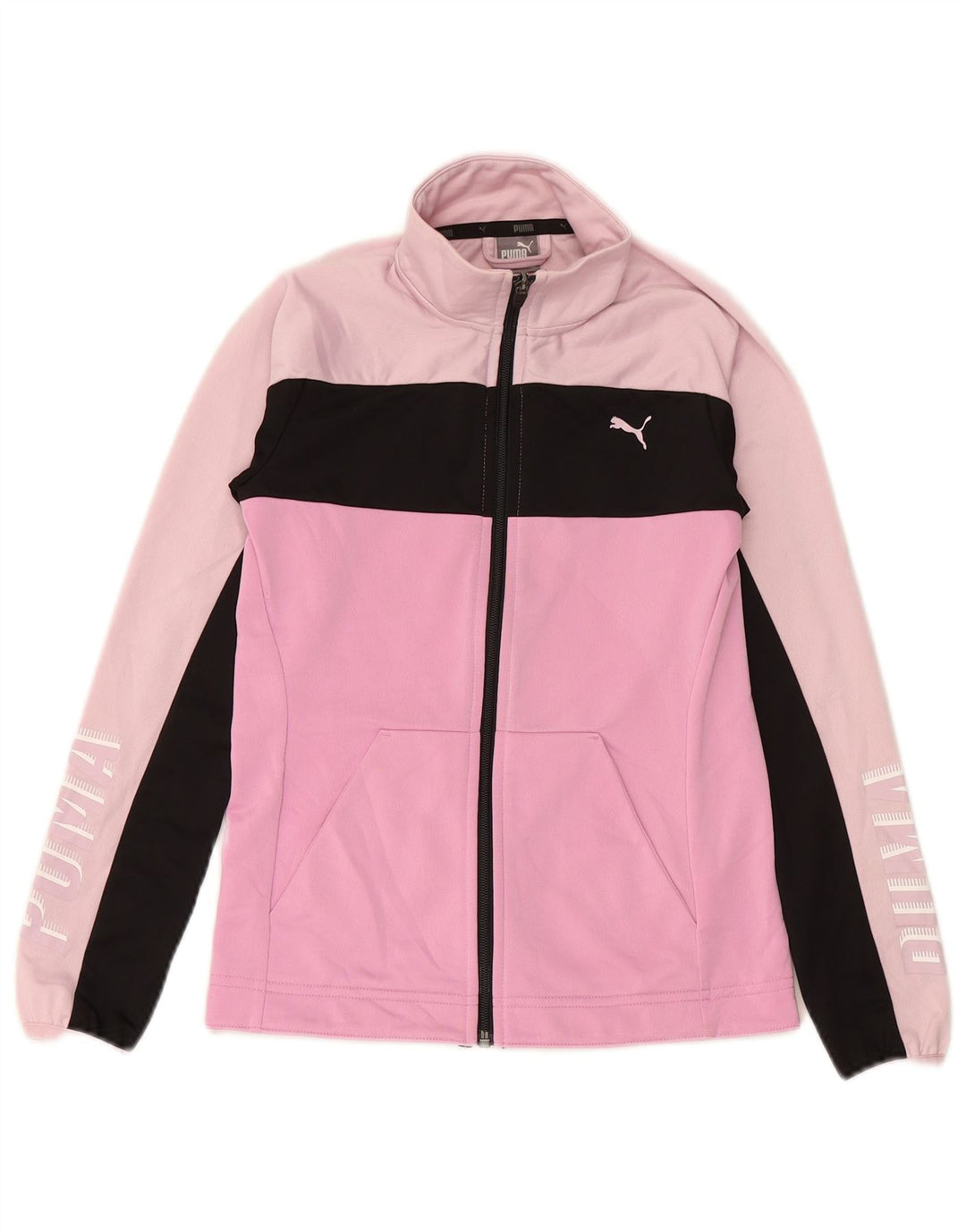 PUMA piger grafisk træningsdragt topjakke 11-12 år Pink Colourblock