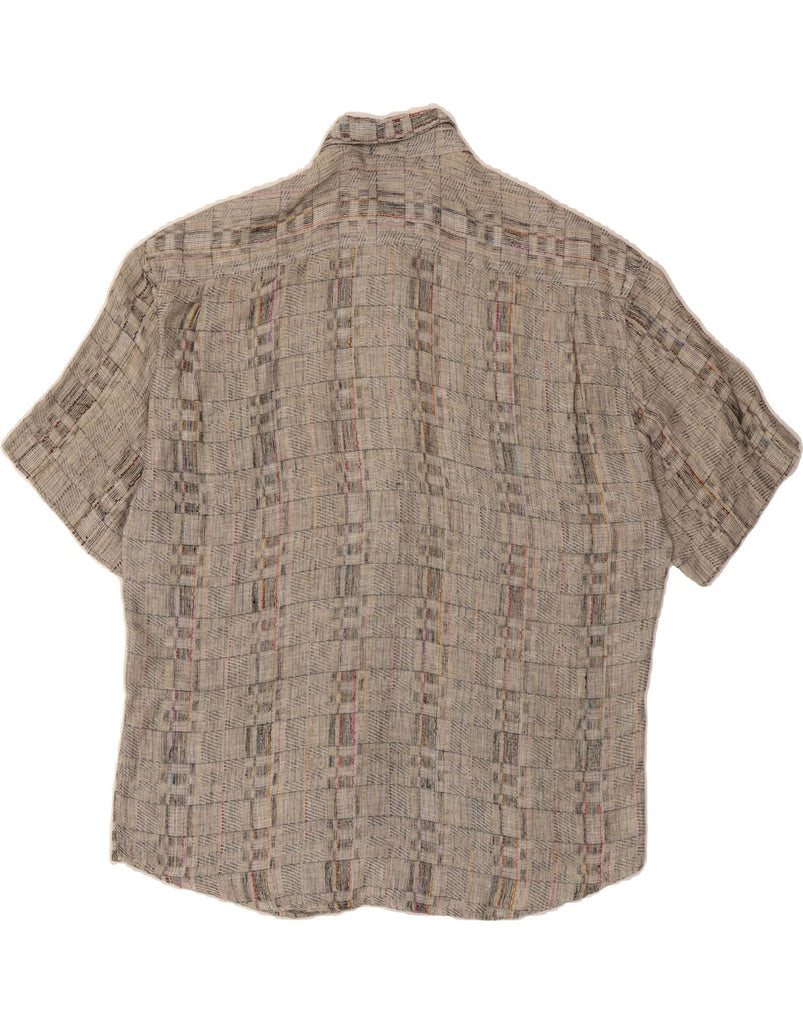 PAL ZILERI Mens Short Sleeve Shirt EU 48 2XL Grey Check Viscose Vintage Pal Zileri and Second-Hand Pal Zileri from Messina Hembry 