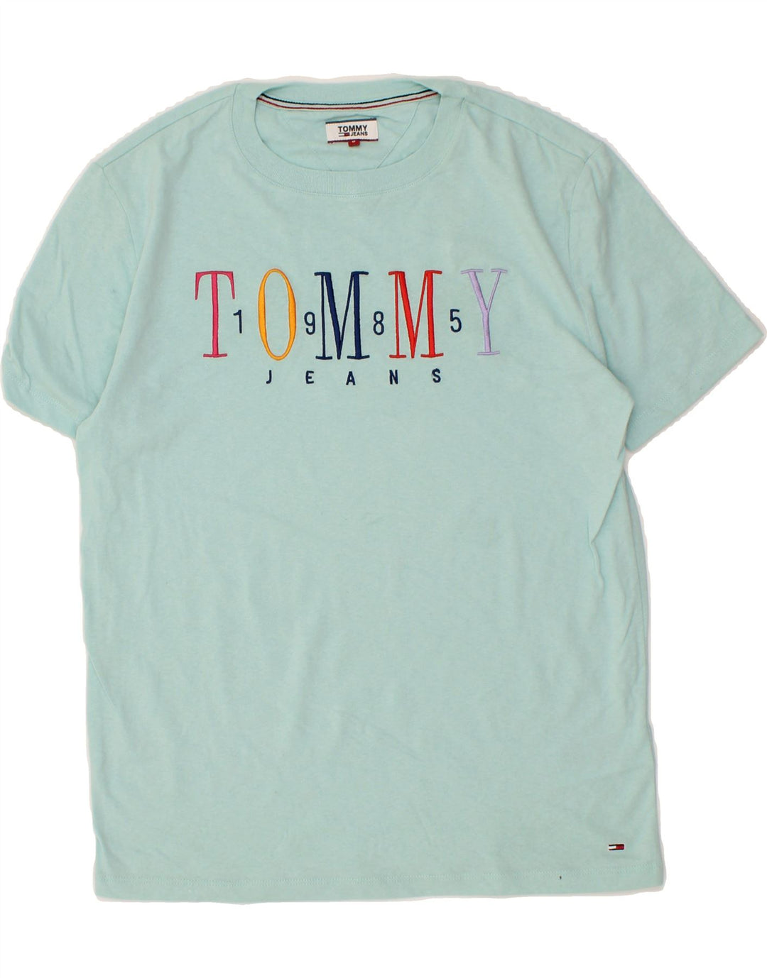TOMMY HILFIGER Mens Graphic T-Shirt Top Small Blue Cotton Vintage Tommy Hilfiger and Second-Hand Tommy Hilfiger from Messina Hembry 