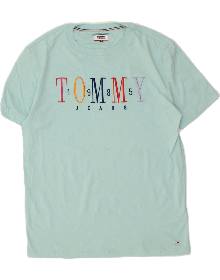 TOMMY HILFIGER Mens Graphic T-Shirt Top Small Blue Cotton Vintage Tommy Hilfiger and Second-Hand Tommy Hilfiger from Messina Hembry 