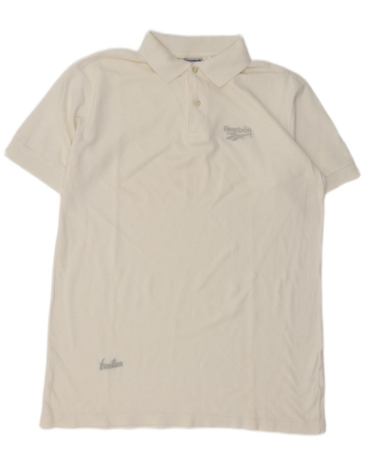 REEBOK Mens Tall Polo Shirt Medium White Cotton