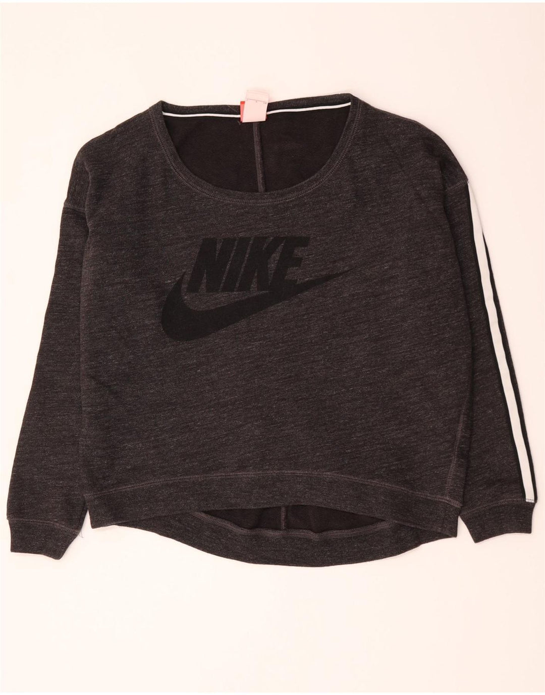 Nike Womens Graphic Oversized Sweatshirt Jumper UK 10 Small Grey Bomuld