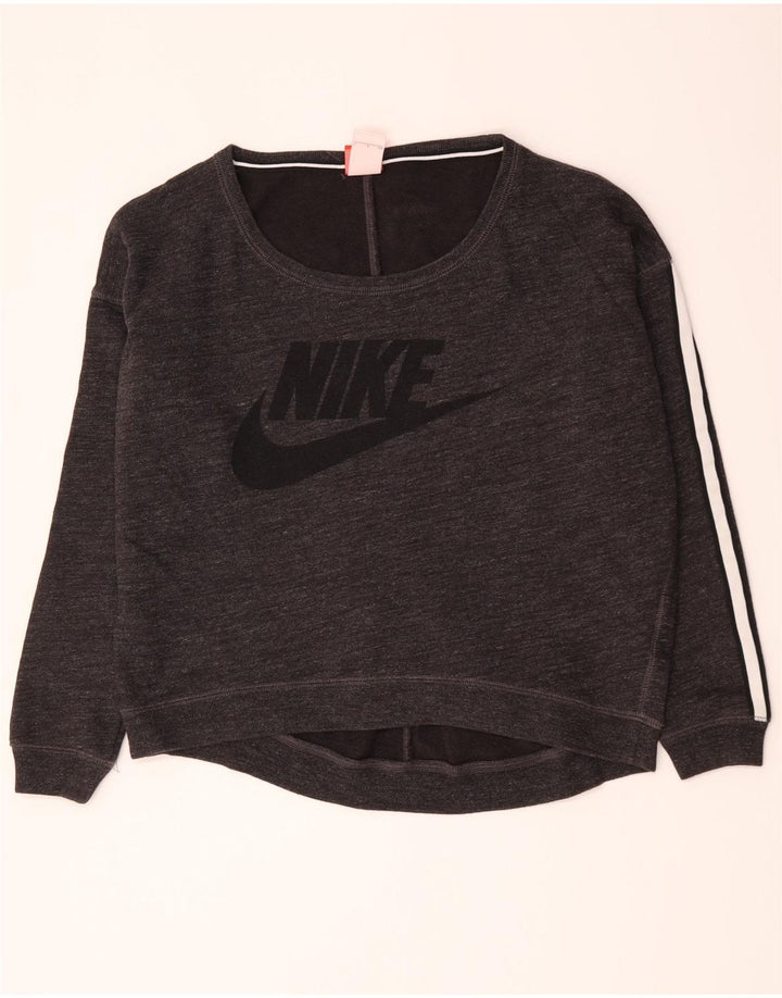Nike Womens Graphic Oversized Sweatshirt Jumper UK 10 Small Grey Bomuld