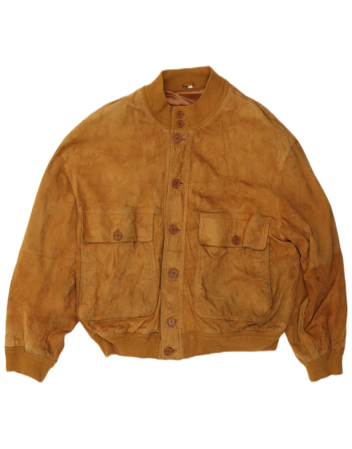 Vintage herre ruskind bomberjakke IT 54 2XL brunt læder