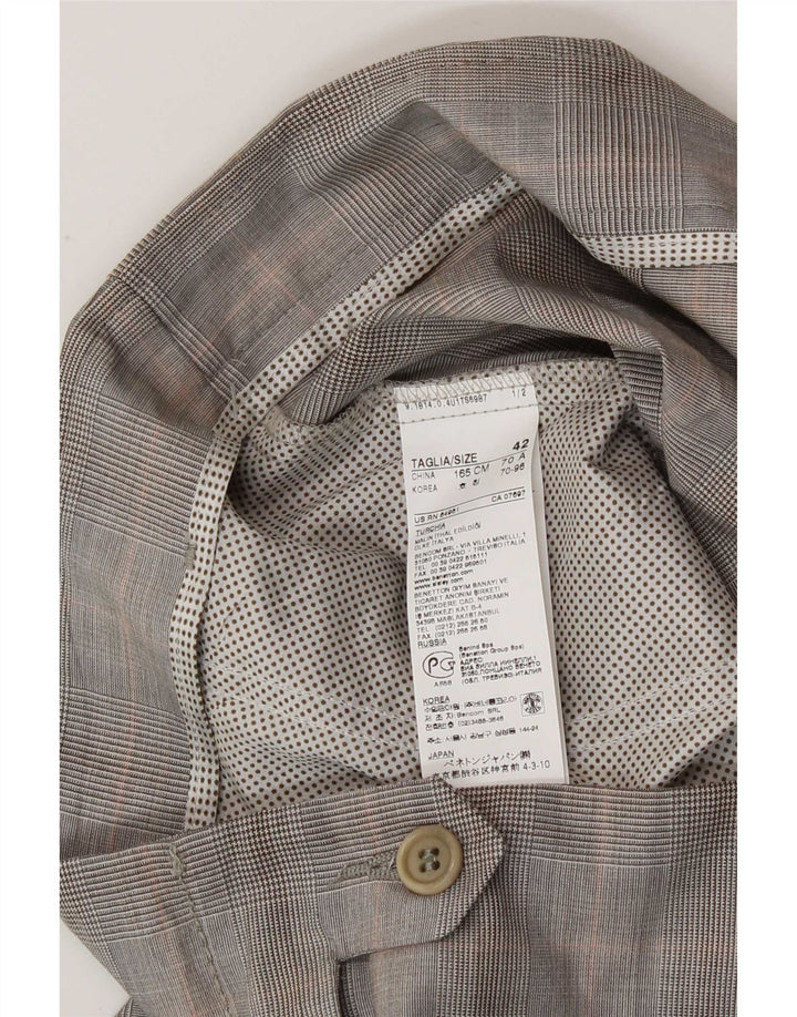 Sisley Dame Slim Suit Bukser IT 42 Medium W30 L33 Grå ternet polyester