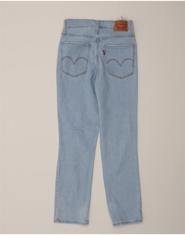 Levi's Womens Crop High Rise Distressed Straight Jeans W24 L26 Blå Bomuld