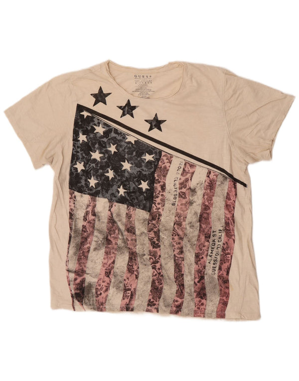 Guess Grafisk T-shirt top til kvinder UK 18 XL Off White Bomuld USA