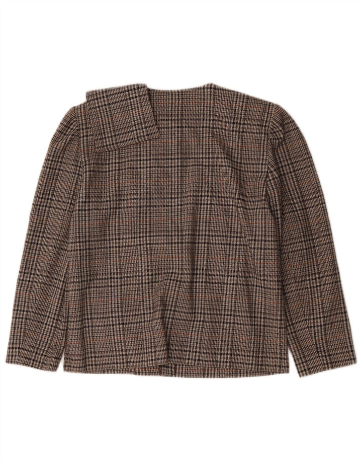 Luisa Spagnoli Dame 2-knaps blazerjakke IT 44 Medium brun ternet uld