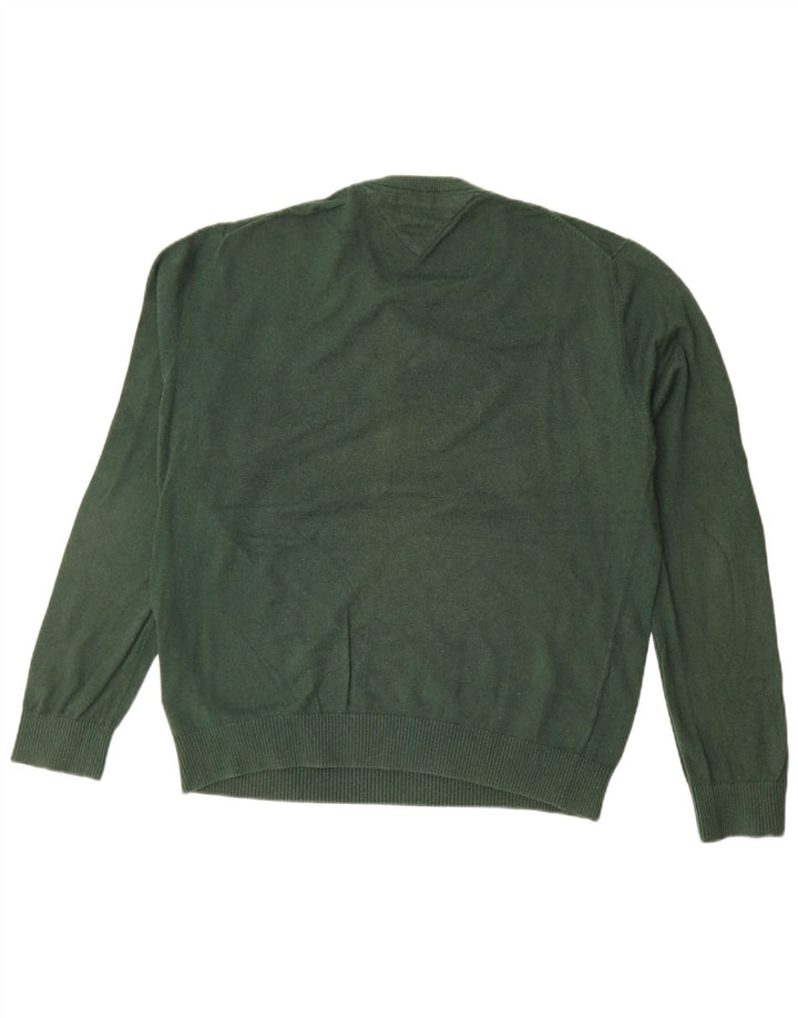 Tommy Hilfiger Herre Jumper Sweater med rund hals Stor grøn bomuld