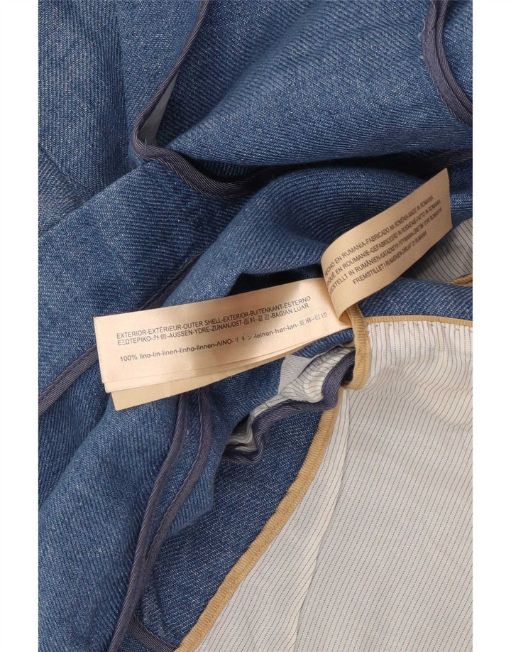 Massimo Dutti Dame 1 Knap Blazer Jakke EU 38 Small Blue Linen