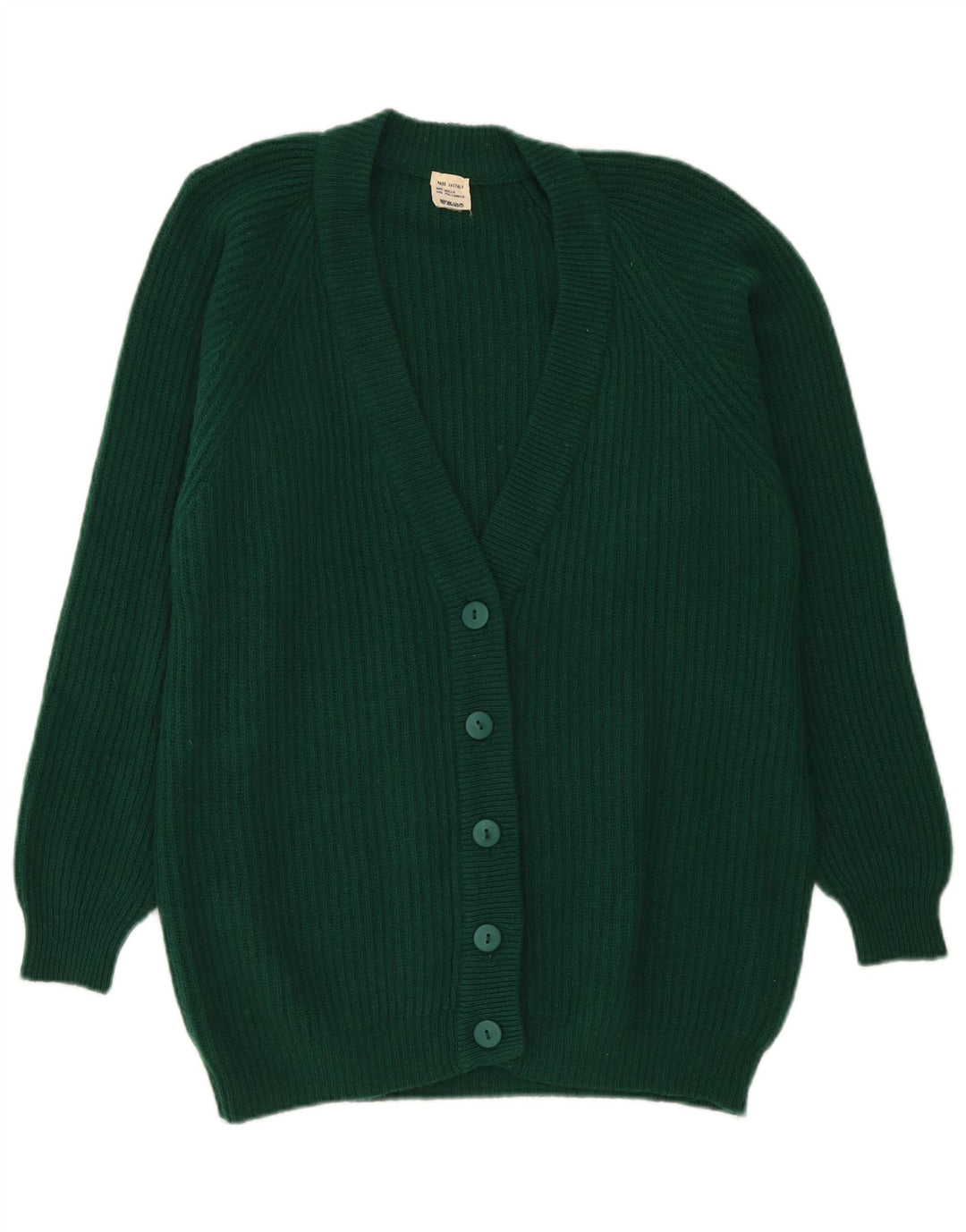 Vintage dame cardigan sweater UK 16 Large Green Wool