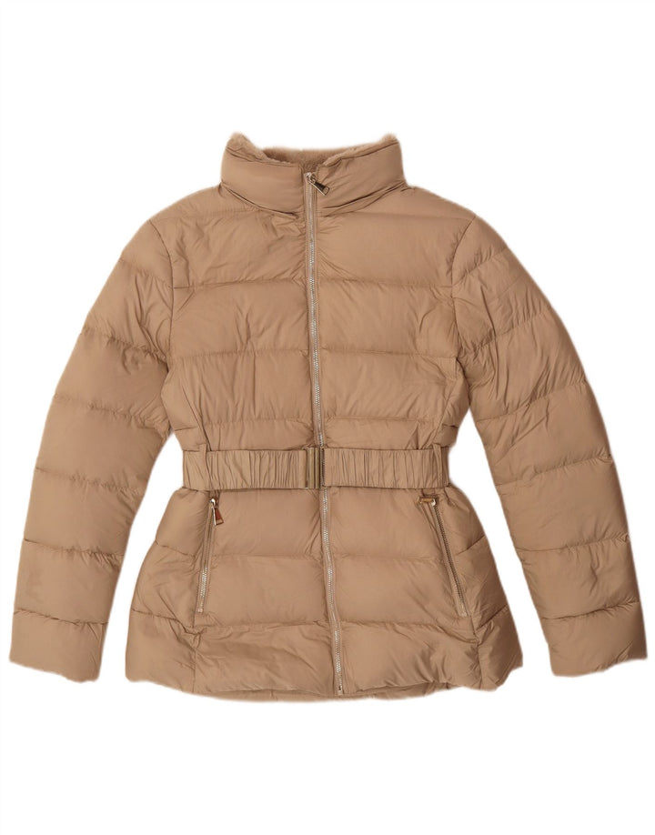 Zara Dame Polstret Jakke UK 10 Small Beige Polyester