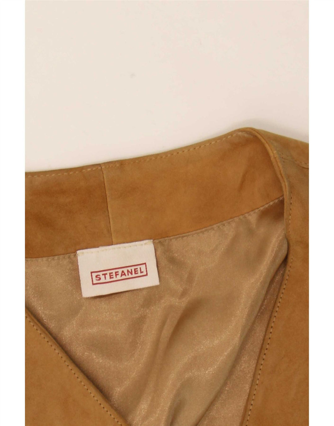 Stefanel Dame ruskindsvest UK 12 Medium Beige Læder