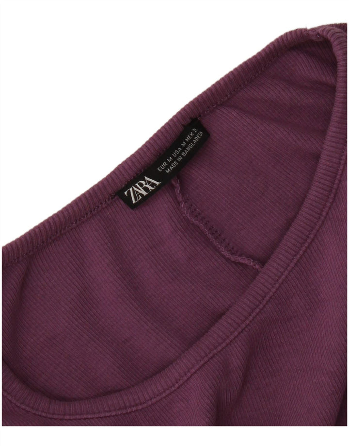 Zara Dame Ærmeløs A-Line Kjole UK 12 Medium Lilla