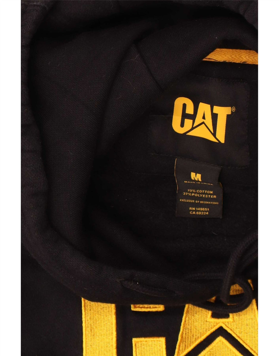 Caterpillar Herre grafisk hættetrøje Jumper Medium Sort Bomuld