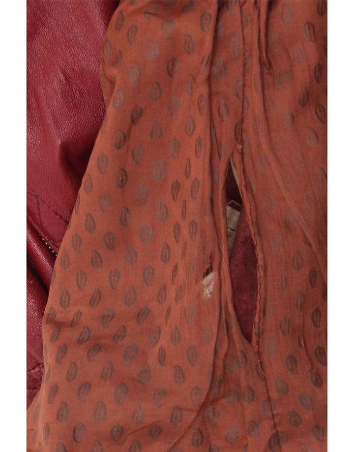 Vintage dame bikerjakke i overdimensioneret læder EU 38 Medium Burgundy