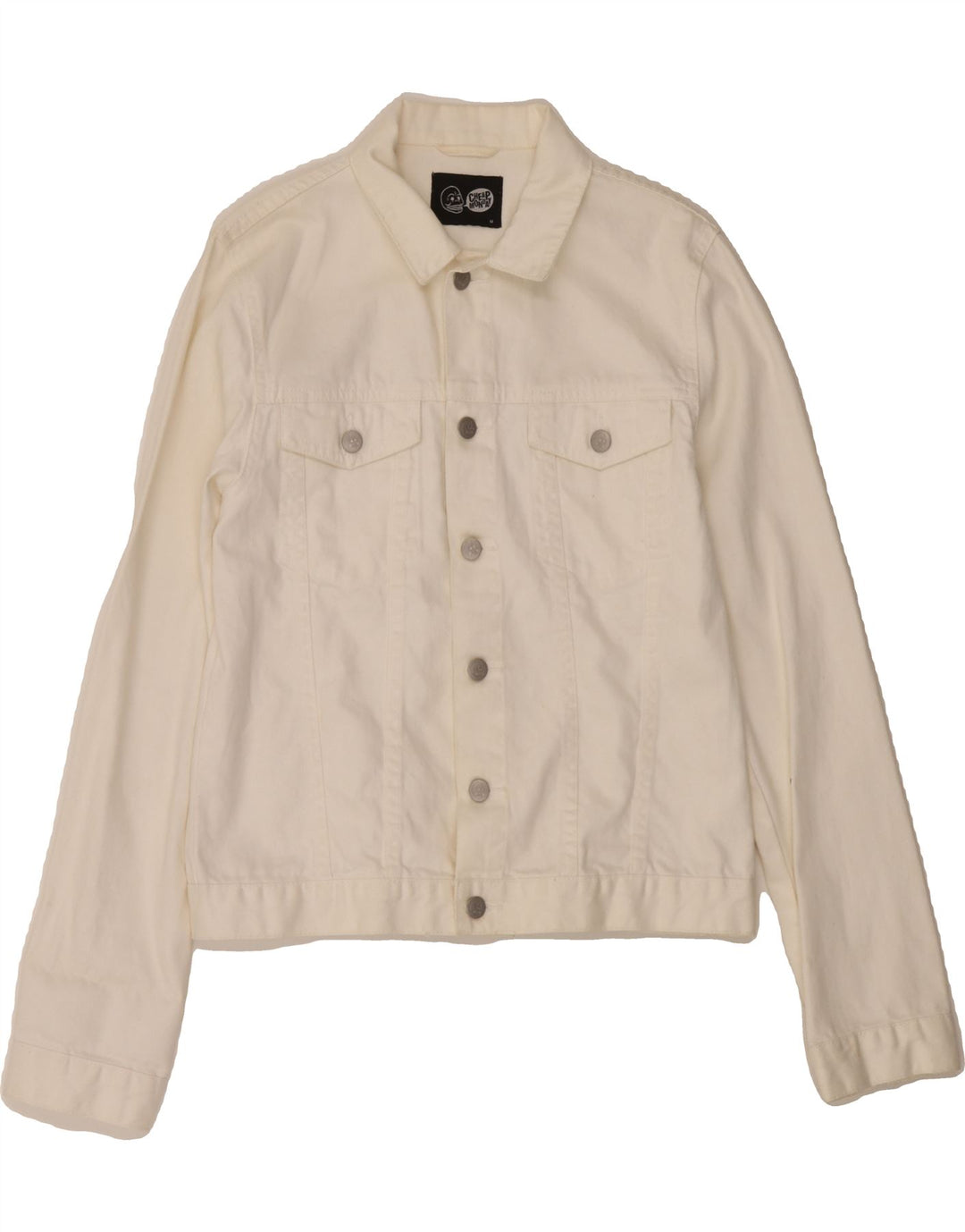 CHEAP MONDAY Womens Denim Jacket UK 14 Medium Off White Cotton Vintage Cheap Monday and Second-Hand Cheap Monday from Messina Hembry 