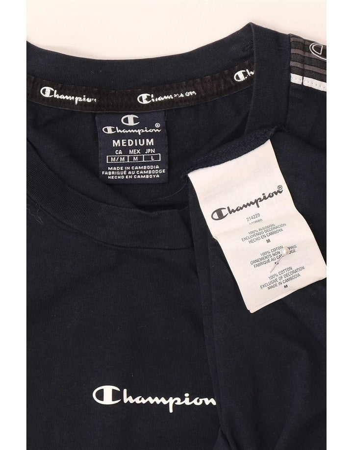 Champion Herre grafisk T-shirt Top Medium Marineblå Bomuld