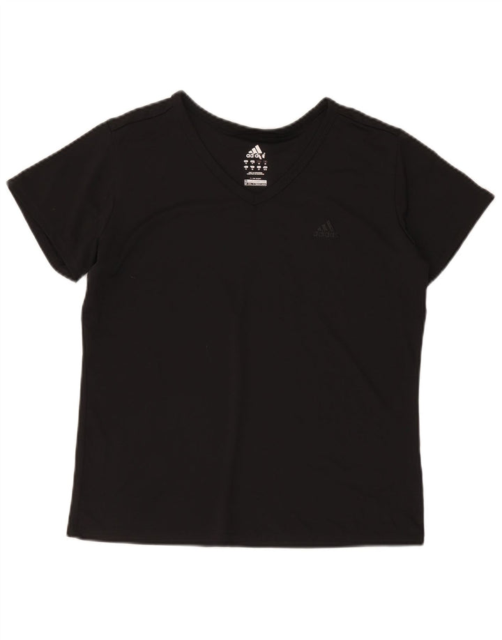 Adidas Dame T-Shirt Top UK 14 Medium Sort Polyester