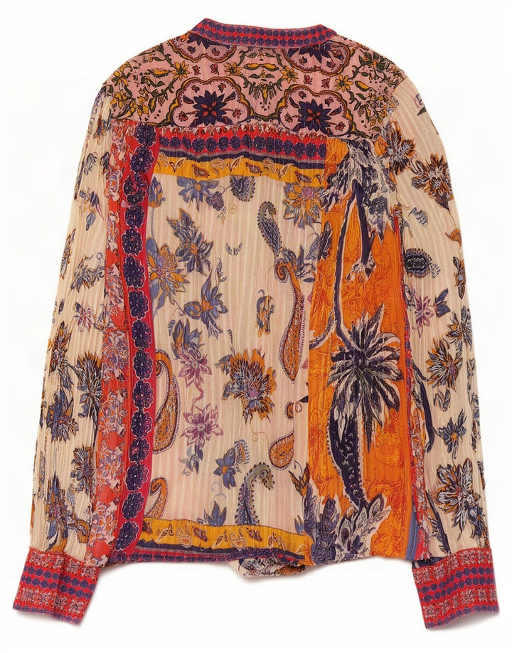 Desigual Dame Skjorte Bluse UK 12 Medium Multicolor Paisley Cotton