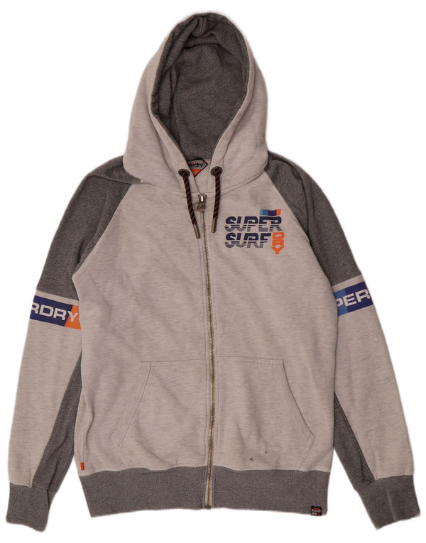 Superdry Herre grafisk hættetrøje med lynlås XL Grå Colourblock Bomuld