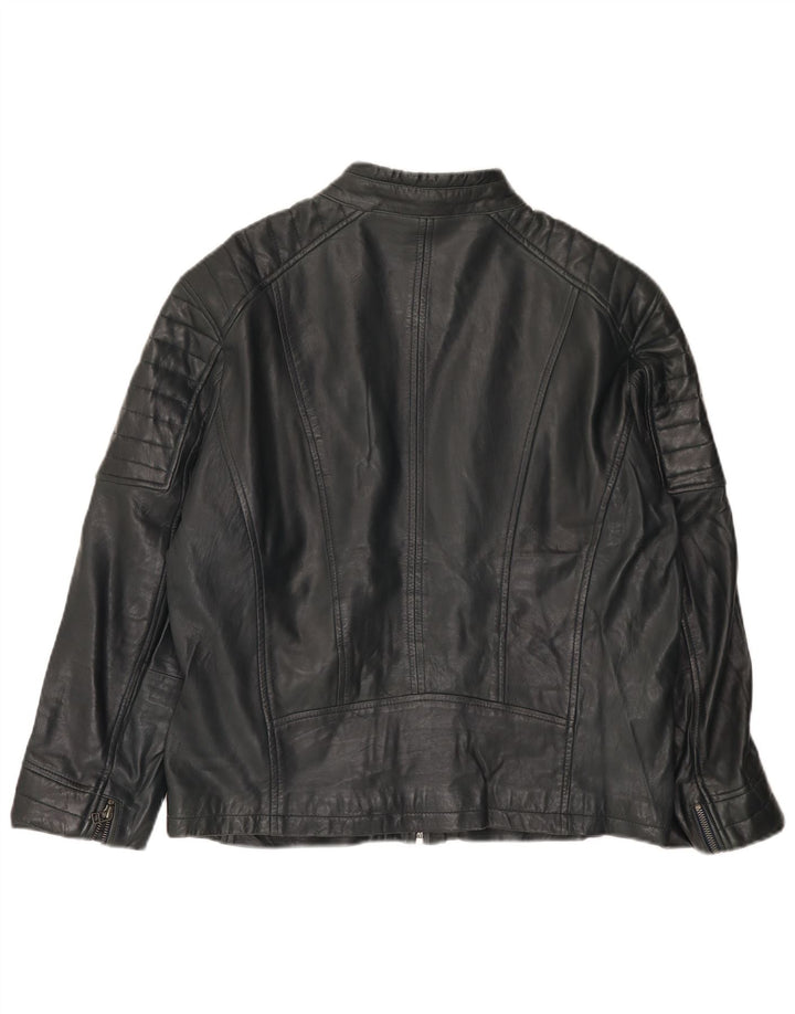 Rockhill dame bikerjakke EU 54 5XL marineblå lammeskind