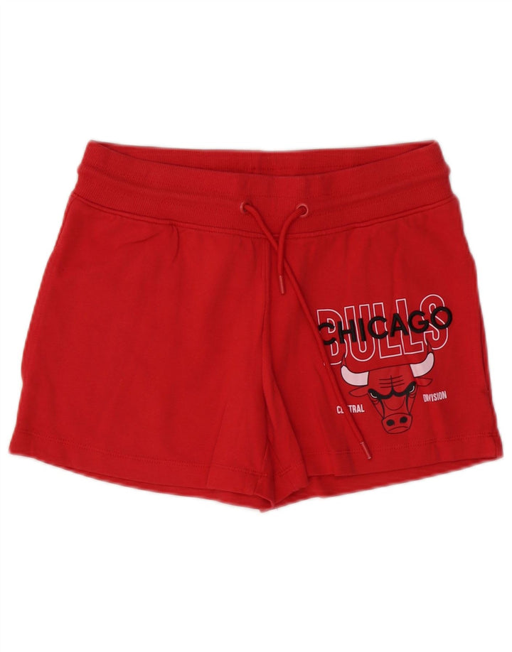 NBA Womens Chicago Bulls Graphic Sports Shorts UK 10 Small Red Cotton