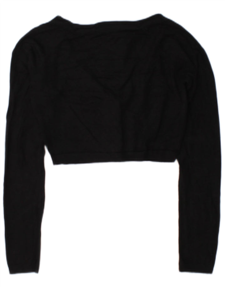 Zara Womens Crop Cardigan Sweater UK 12 Medium Black Viscose